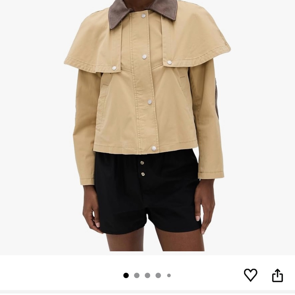 Avec Les Filles Tan Cape Jacket with Brown Collar